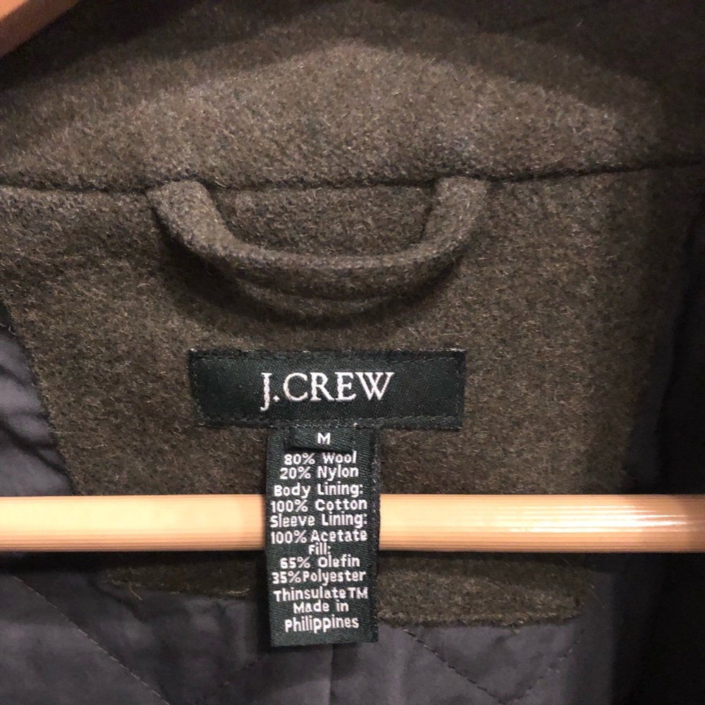 Loden green j crew wool jacket
